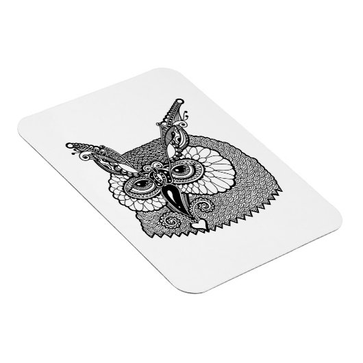 Owl Head Zendoodle Magneet (Rechterzijde)