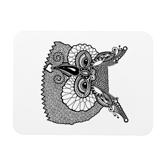 Owl Head Zendoodle Magneet (Horizontaal)