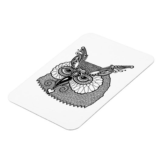 Owl Head Zendoodle Magneet (Linkerzijde)