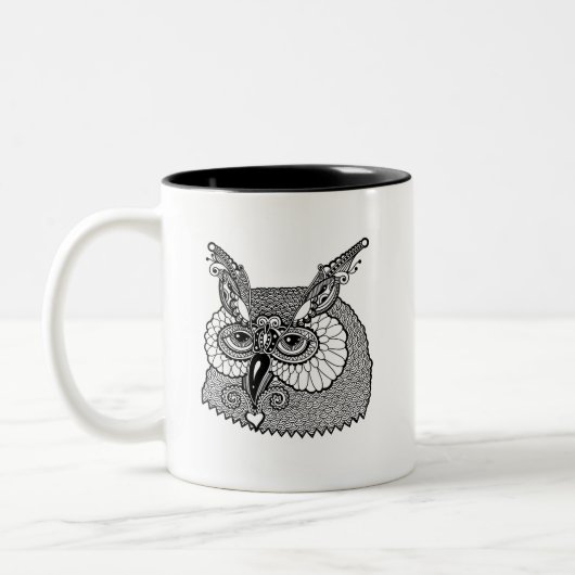 Owl Head Zendoodle Tweekleurige Koffiemok (Links)