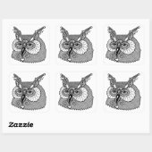 Owl Head Zendoodle Vierkante Sticker (Vel)