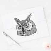 Owl Head Zendoodle Vierkante Sticker (Envelop)
