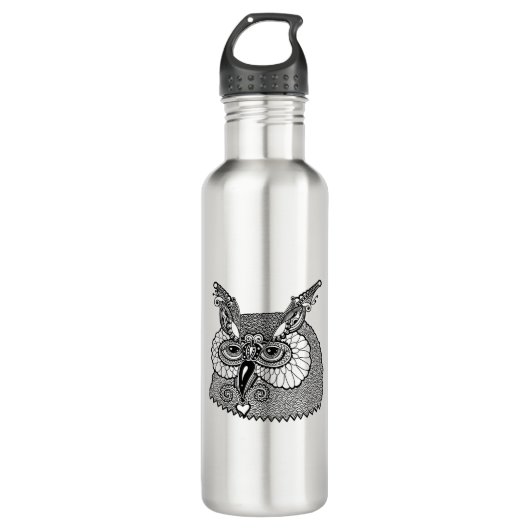 Owl Head Zendoodle Waterfles (Voorkant)
