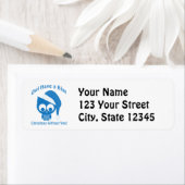 Owl heeft blauw Kerstmis zonder jou Etiket (Insitu)