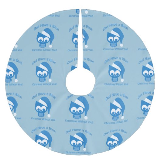 Owl heeft blauw Kerstmis zonder jou Kerstboom Rok (Voorkant)