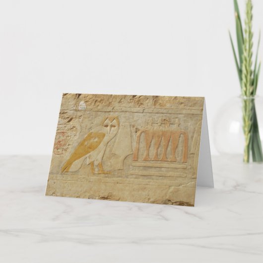 Owl Hieroglyph Detail, Hatshepsut Temple, Egypte Kaart (Voorkant)
