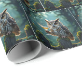 Owl Holding a Cocktail In a Mystical Forest Cadeaupapier (Rol Hoek)