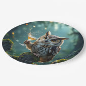 Owl Holding a Cocktail In a Mystical Forest Papieren Bordje (Gekanteld)