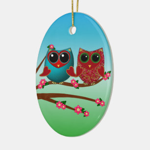 Owl houdt van ovaal Ornament