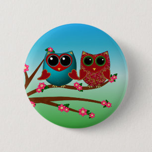 Owl houdt van u-Pins Ronde Button 5,7 Cm
