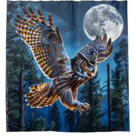 Owl hunting douchegordijn