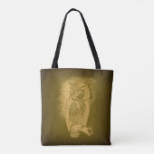 Owl Illustratie Antiek Bird Art Green Tote Bag (Achterkant)