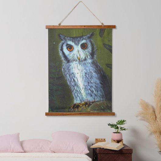 Owl illustratie in acryl hangend wandkleed (Slaapkamer)