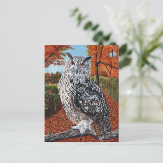 Owl in Autumn forest fine art Briefkaart (Staand voorkant)
