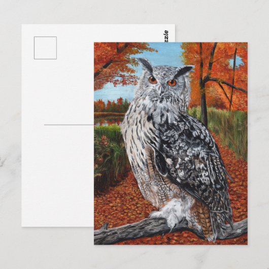 Owl in Autumn forest fine art Briefkaart (Voorkant / Achterkant)