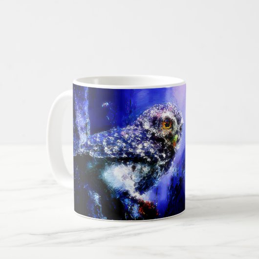Owl in blauwe Mok (Voorkant links)