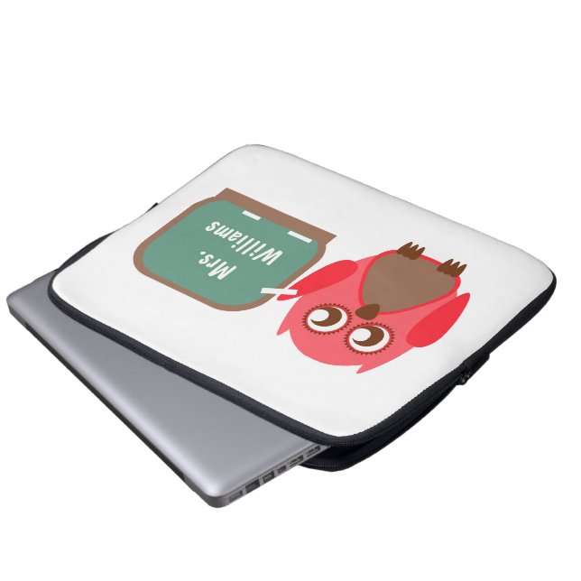 Owl in Chalkboard Electronics Bag voor leraren Laptop Sleeve (Voorkant onderkant)