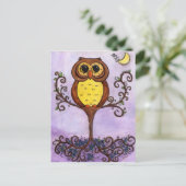 Owl in de boom briefkaart (Staand voorkant)