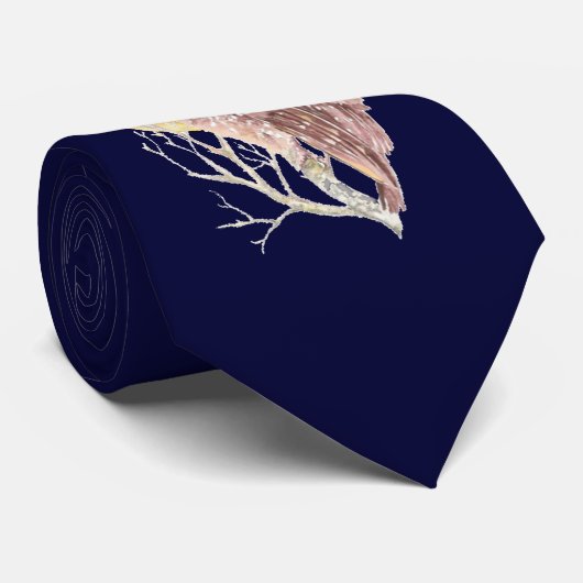 Owl in de boom met Waterverf van de maan, dierlijk Stropdas (Opgerold)