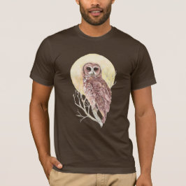 Owl in de boom met Waterverf van de maan, dierlijk T-shirt