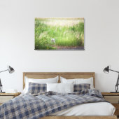 Owl in de gras canvas afdruk (Insitu (Slaapkamer))