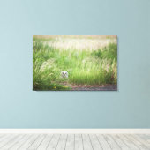 Owl in de gras canvas afdruk (Insitu (Houten vloer))