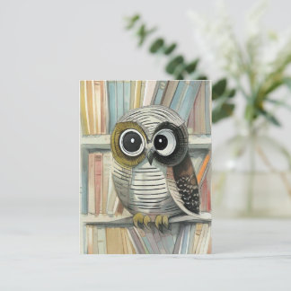 Owl in de kunstkaart van de bibliotheek briefkaart
