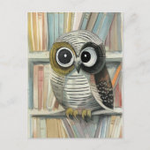 Owl in de kunstkaart van de bibliotheek briefkaart (Voorkant)