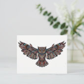 Owl in de vlucht - Ontwerp van het Glas in lood Briefkaart (Staand voorkant)