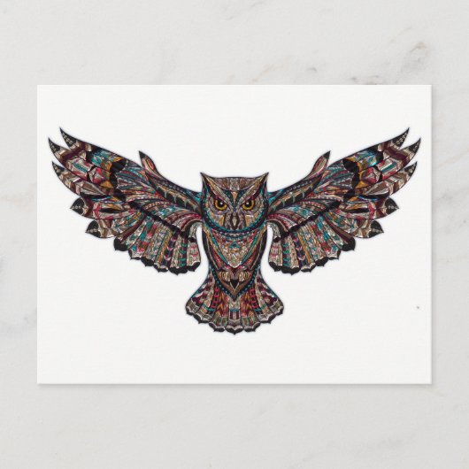Owl in de vlucht - Ontwerp van het Glas in lood Briefkaart (Voorkant)