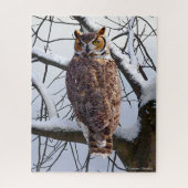 "Owl in de winter" Legpuzzel (Verticaal)