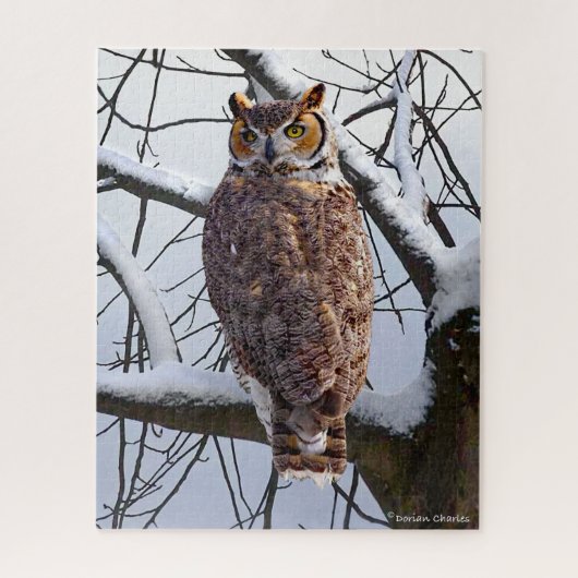 "Owl in de winter" Legpuzzel (Verticaal)