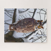 "Owl in de winter" Legpuzzel (Horizontaal)