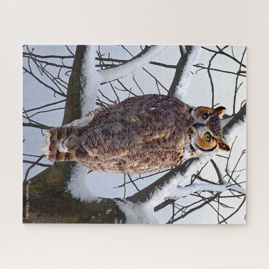 "Owl in de winter" Legpuzzel (Horizontaal)