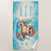 Owl in een bloeiende zwembad strandlaken (Voorkant)