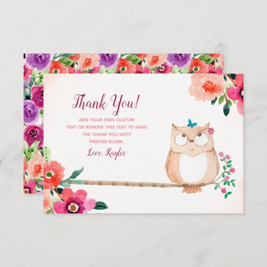 Owl in een boom Dank u Kaarten (Voorkant / Achterkant)