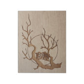 Owl in een boom gegraveerd ontwerp notitieblok (Linkerzijde)