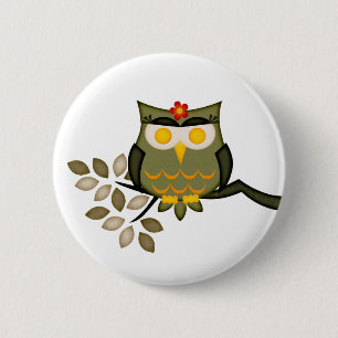 Owl in een boomButton Ronde Button 5,7 Cm