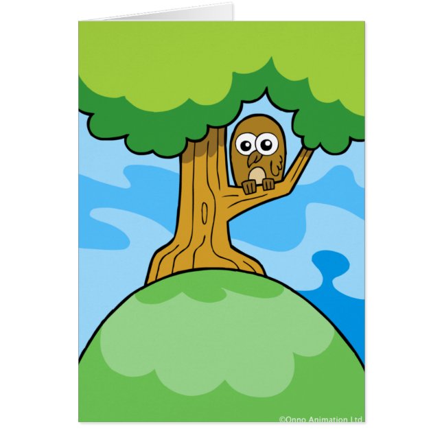 Owl in een boomgrietkaart (Voorkant)