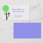 Owl in een boomkaart contactkaartje (Voorkant / Achterkant)