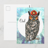 Owl in een helm briefkaart (Voorkant / Achterkant)