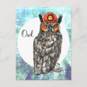 Owl in een helm briefkaart (Voorkant)