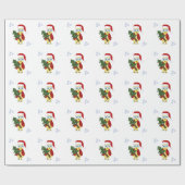 Owl in een kersthat met een kerstboom cadeaupapier (Vlak)