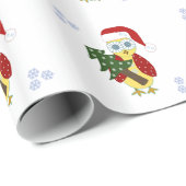 Owl in een kersthat met een kerstboom cadeaupapier (Rol Hoek)