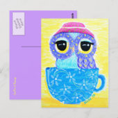 Owl in een Teacup Briefkaart (Voorkant / Achterkant)