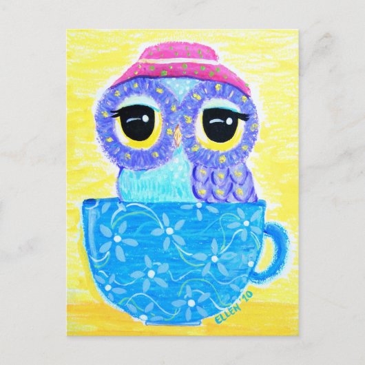 Owl in een Teacup Briefkaart (Voorkant)