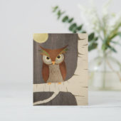 Owl in een vogelboom briefkaart (Staand voorkant)