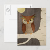 Owl in een vogelboom briefkaart (Voorkant / Achterkant)