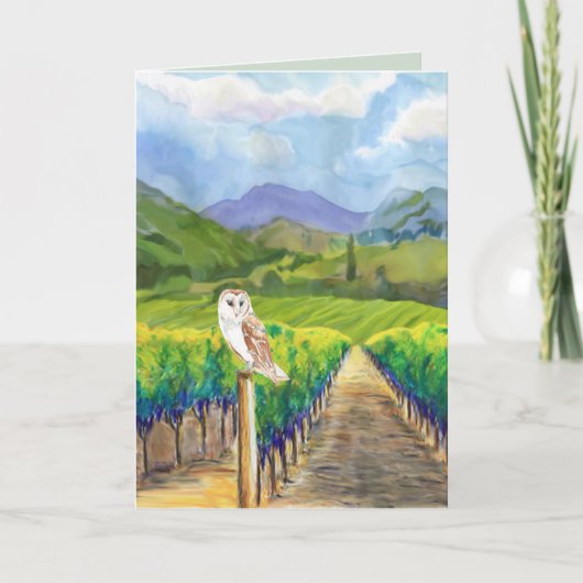 Owl in een wijngaard kaart (Voorkant)