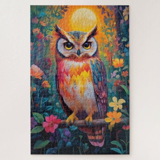 Owl in het bos legpuzzel (Verticaal)